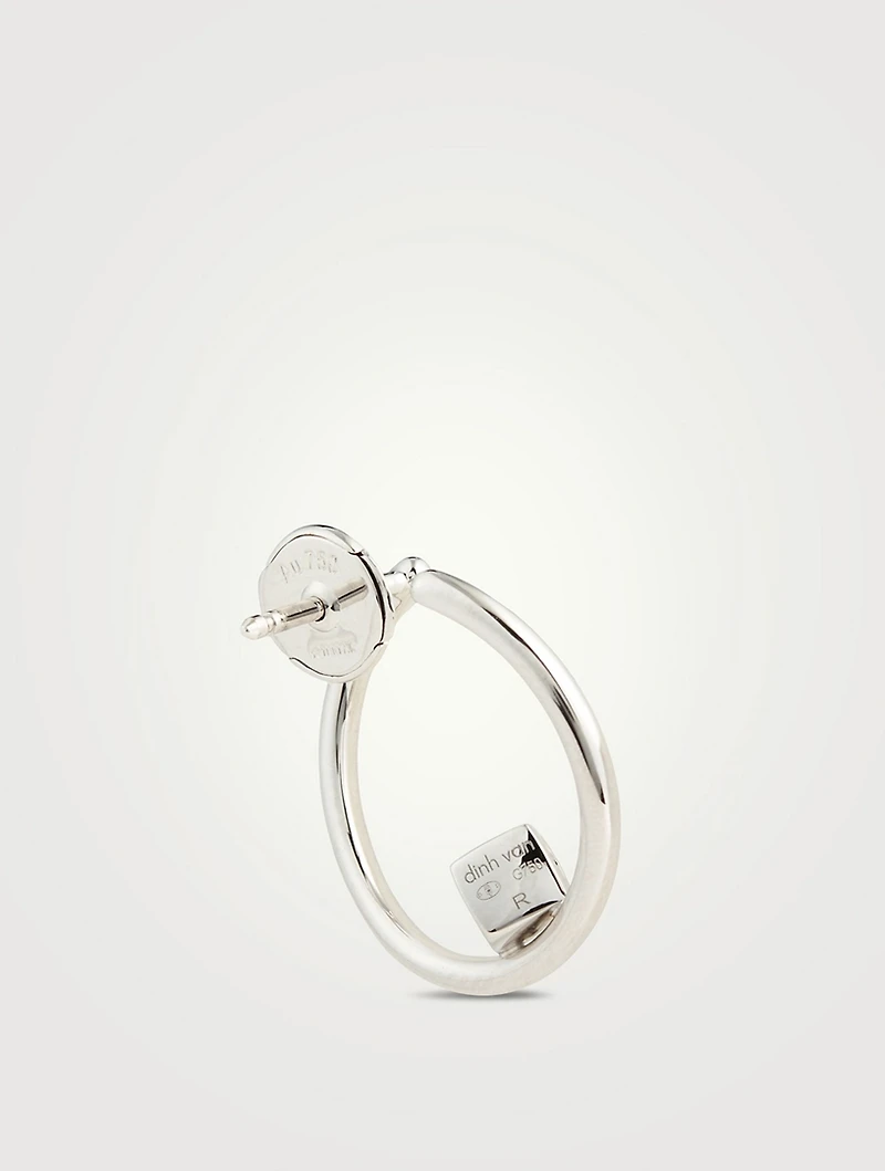 Small Le Cube Diamant 18K White Gold Hoop Earrings With Diamonds