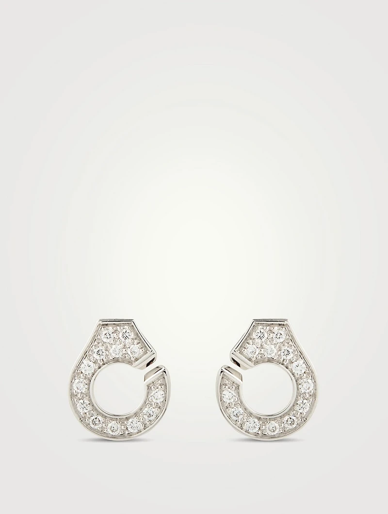 Menottes R7,5 Stud 18K White Gold Earrings With Pavé Diamonds