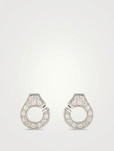 Menottes R7,5 Stud 18K White Gold Earrings With Pavé Diamonds