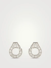 Menottes R7,5 Stud 18K White Gold Earrings With Pavé Diamonds