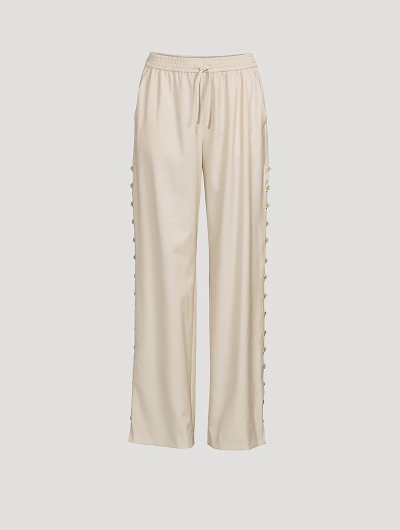 Checa Wide-Leg Wool Trousers