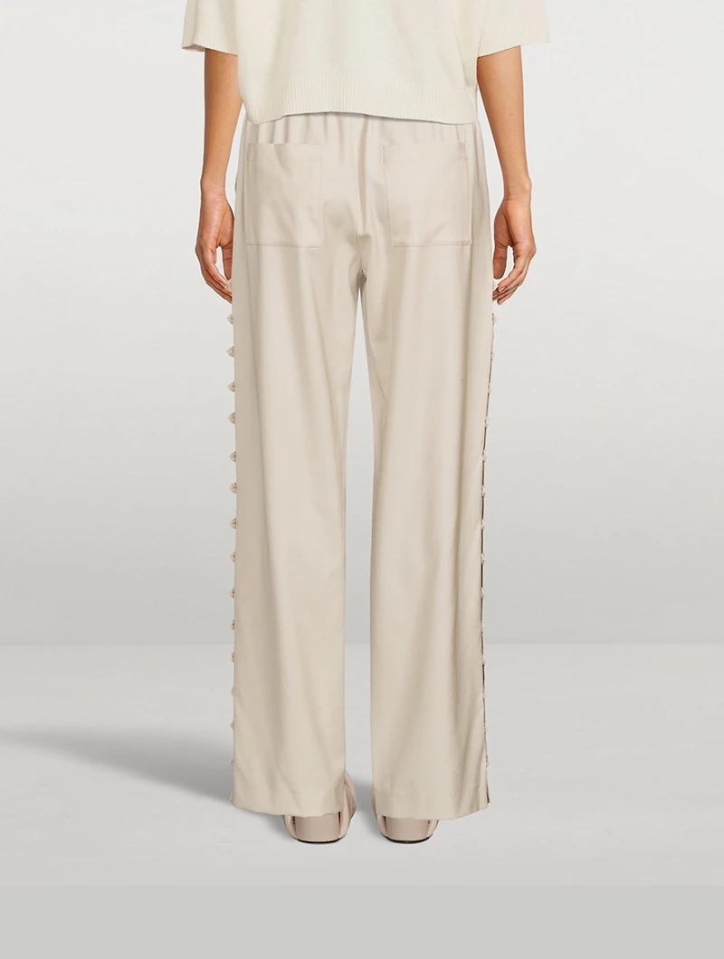 Checa Wide-Leg Wool Trousers