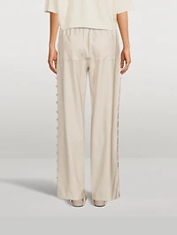 Checa Wide-Leg Wool Trousers