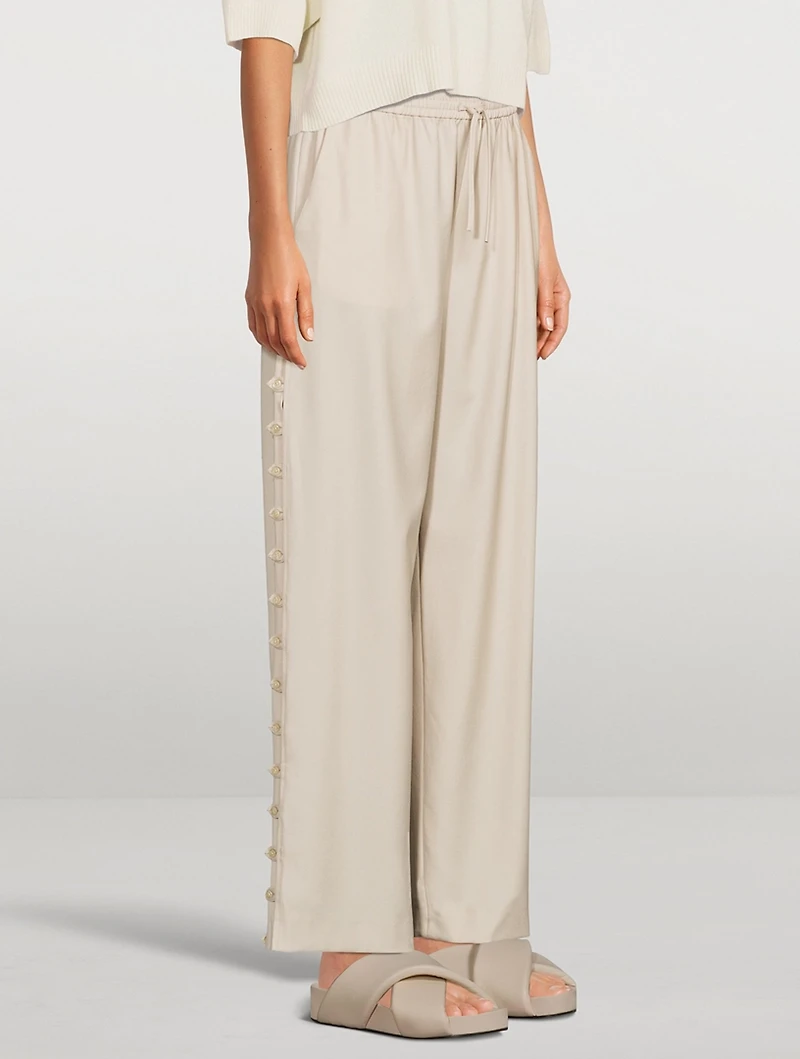 Checa Wide-Leg Wool Trousers