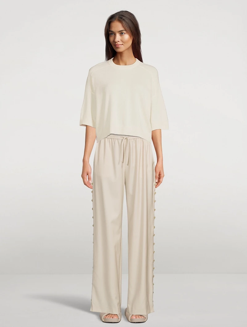 Checa Wide-Leg Wool Trousers