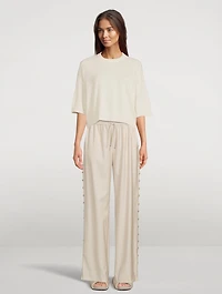 Checa Wide-Leg Wool Trousers