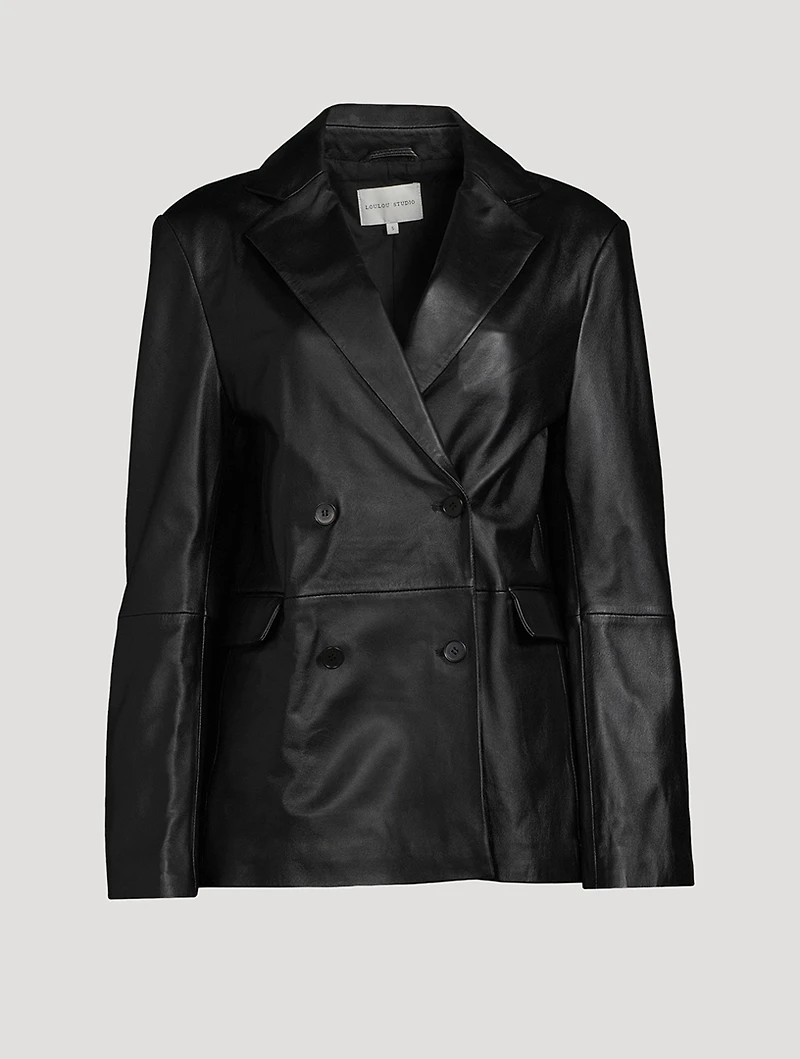 Davao Double-Breasted Leather Blazer