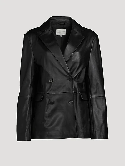 Davao Double-Breasted Leather Blazer