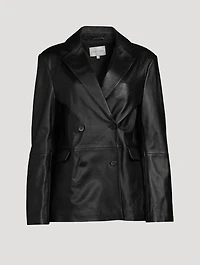 Davao Double-Breasted Leather Blazer