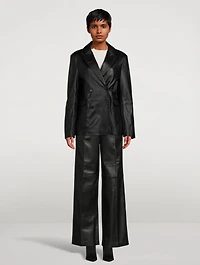 Davao Double-Breasted Leather Blazer