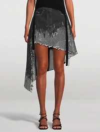 Embellished Denim High-Low Skirt