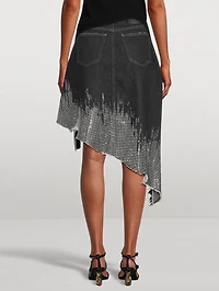 Embellished Denim High-Low Skirt