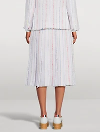 Seersucker Tulle Tweed Midi Skirt