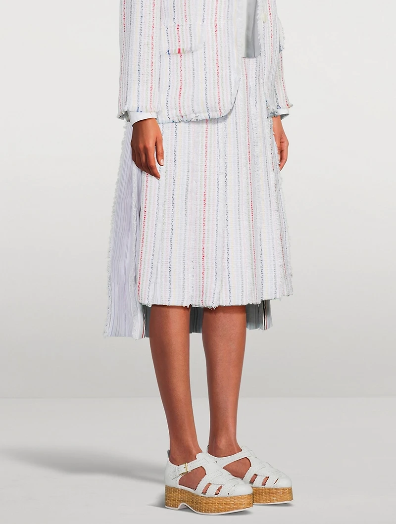 Seersucker Tulle Tweed Midi Skirt