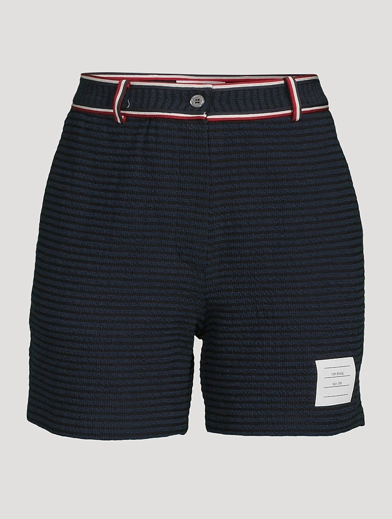 University Stripe High-Waisted Shorts