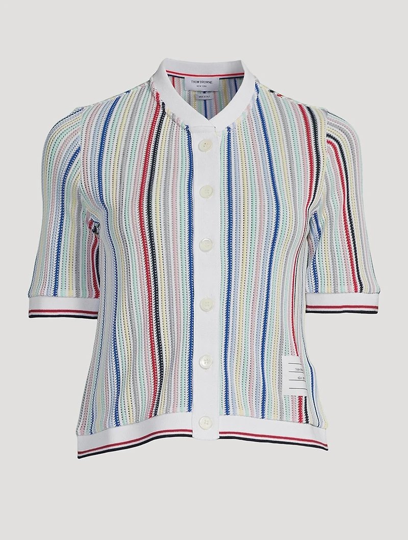 Viscose Mesh Short-Sleeve Cardigan