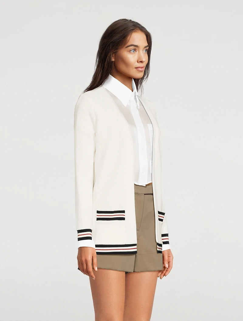 Textured Cotton Cricket Stripe Cardigan