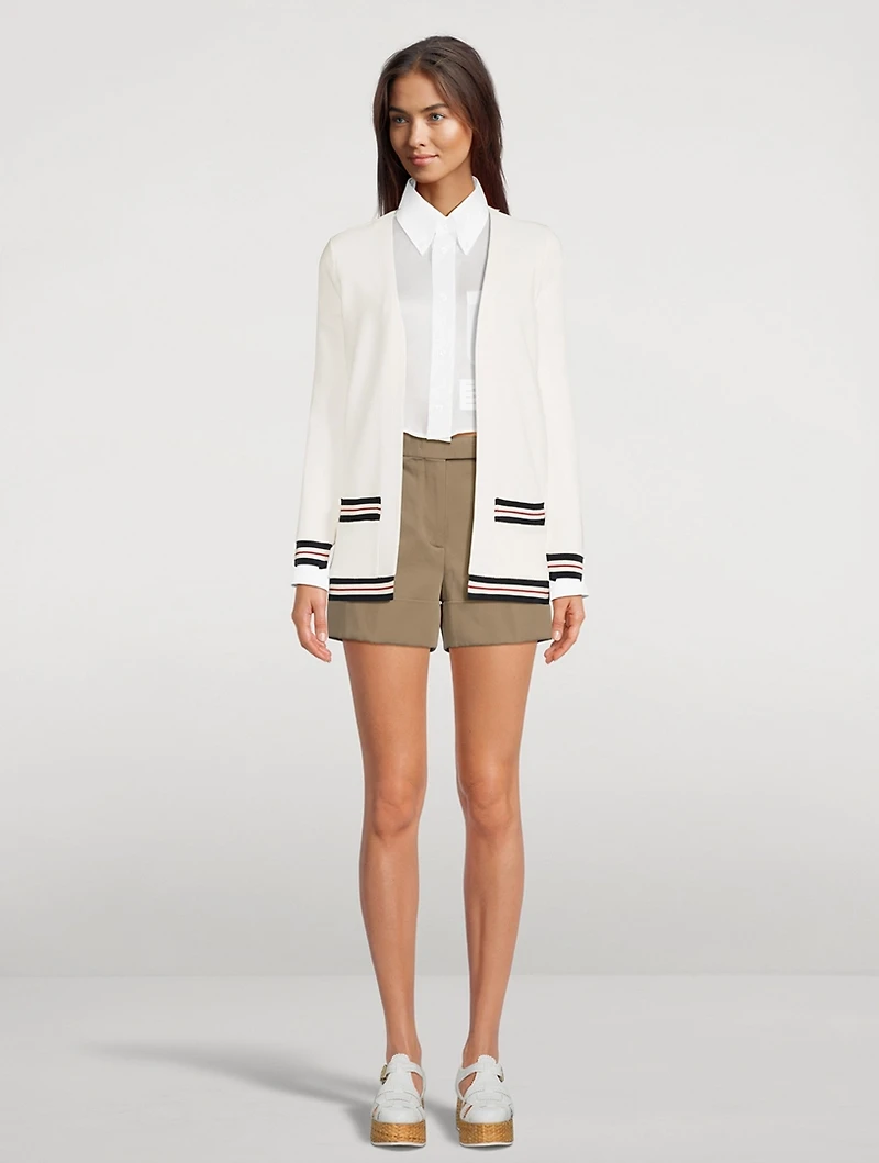 Textured Cotton Cricket Stripe Cardigan