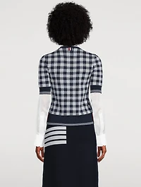 Gingham Jacquard Silk Cardigan