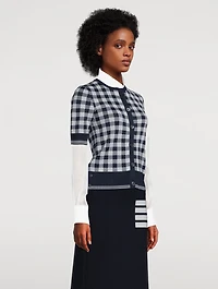 Gingham Jacquard Silk Cardigan