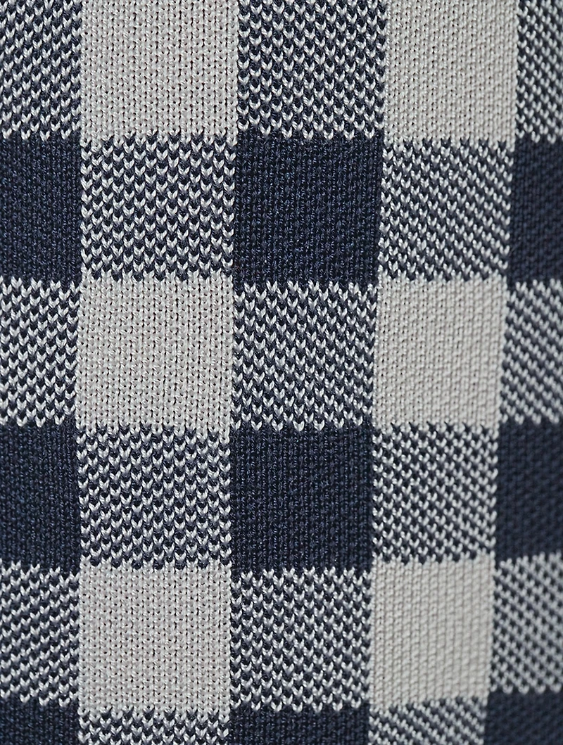 Gingham Jacquard Silk Cardigan
