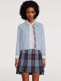 Cotton Pointelle Cropped Polo Cardigan