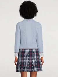 Cotton Pointelle Cropped Polo Cardigan