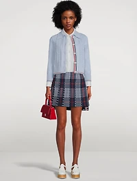Cotton Pointelle Cropped Polo Cardigan