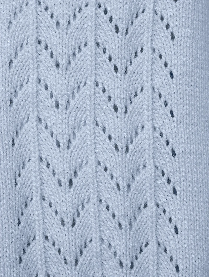 Cotton Pointelle Cropped Polo Cardigan
