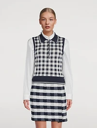 Gingham Jacquard Silk Polo Shirt