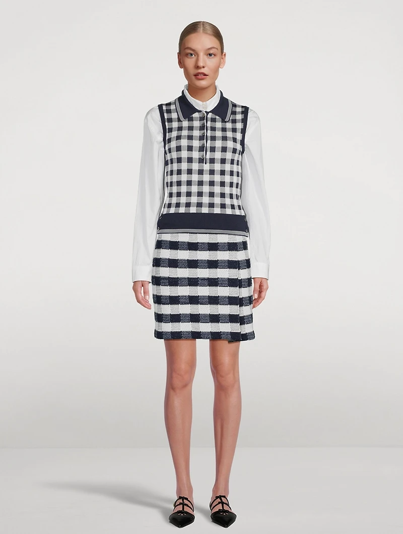 Gingham Jacquard Silk Polo Shirt