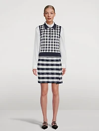 Gingham Jacquard Silk Polo Shirt
