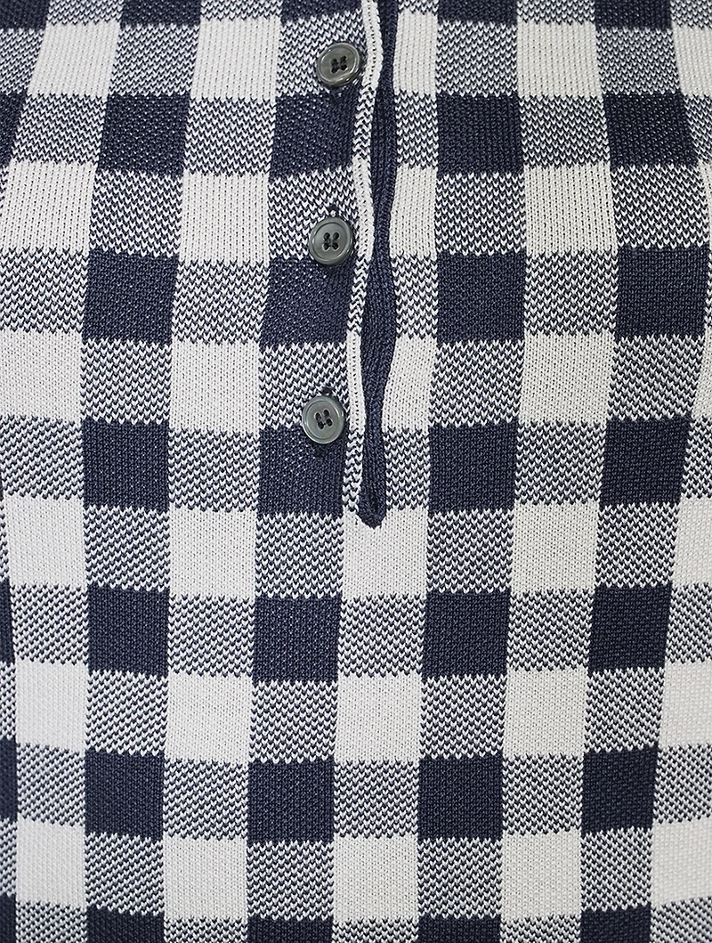 Gingham Jacquard Silk Polo Shirt