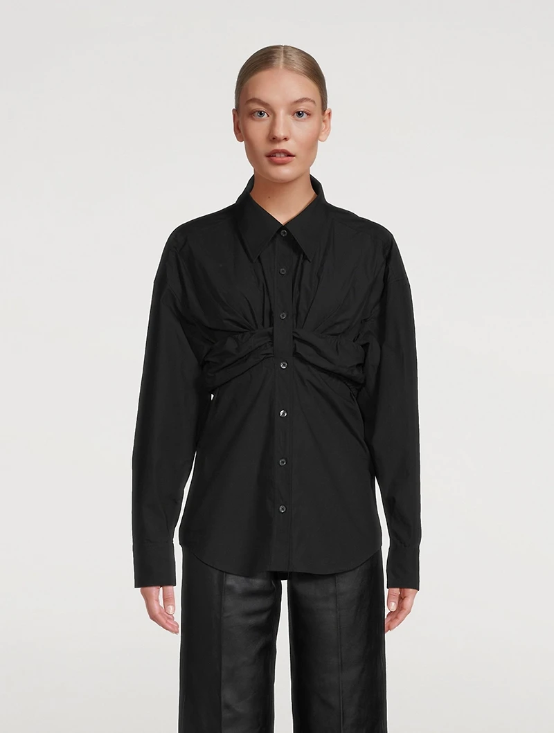 Ruched Bandeau Overlay Open Front Shirt