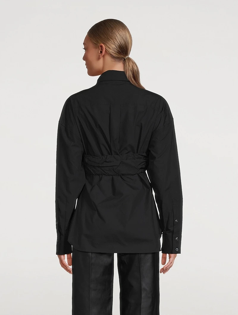 Ruched Bandeau Overlay Open Front Shirt