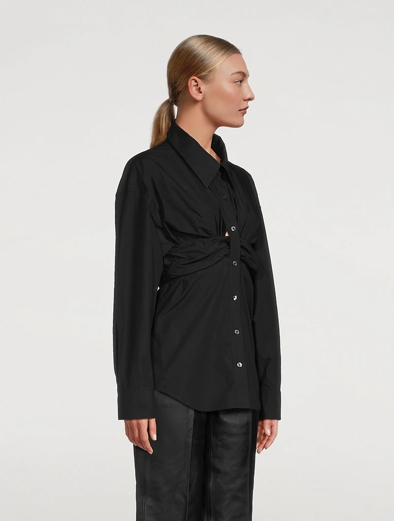 Ruched Bandeau Overlay Open Front Shirt
