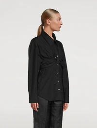 Ruched Bandeau Overlay Open Front Shirt