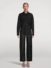 Ruched Bandeau Overlay Open Front Shirt