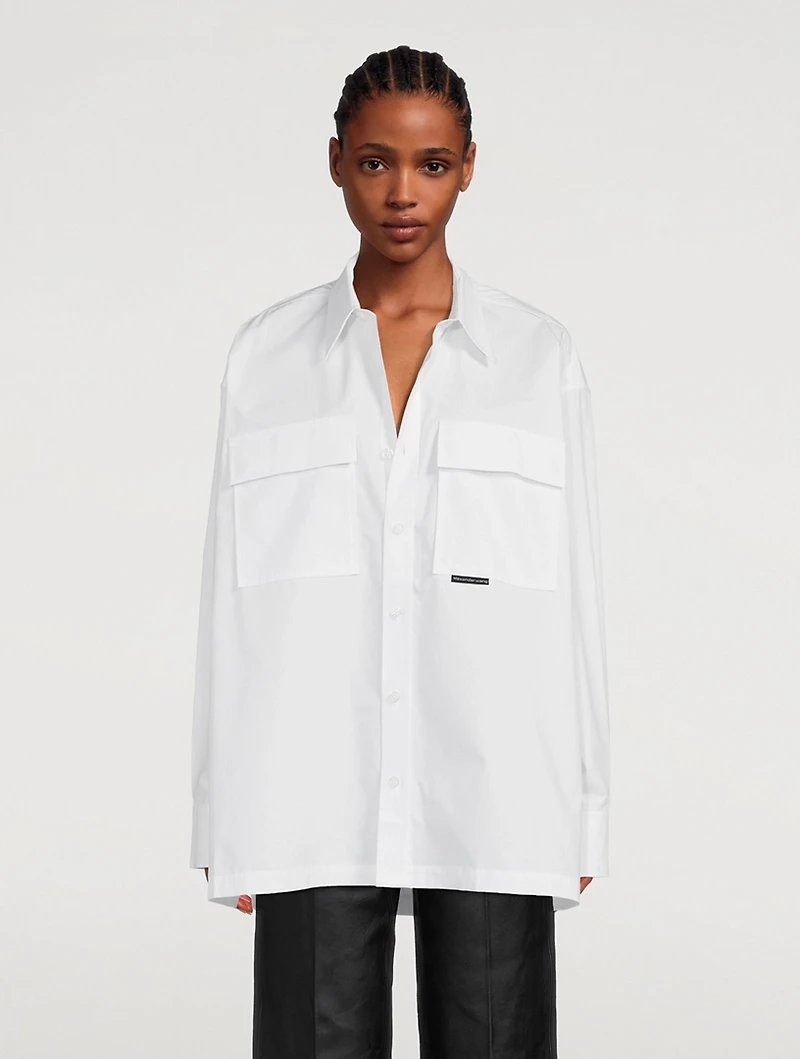 Oversized Compact Cotton Safari Shirt