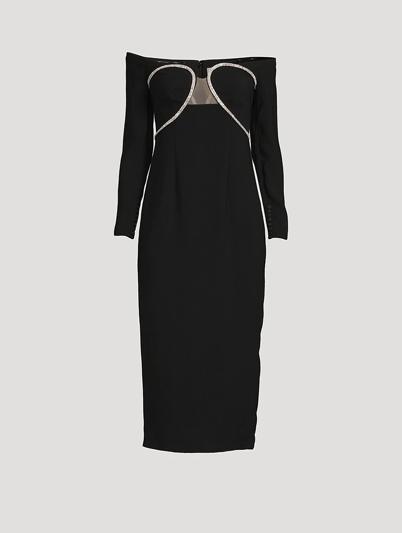 Off-Shoulder Heavy Midi Dress