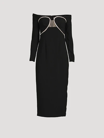 Off-Shoulder Heavy Midi Dress