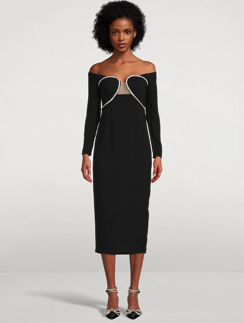 Off-Shoulder Heavy Midi Dress