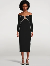Off-Shoulder Heavy Midi Dress