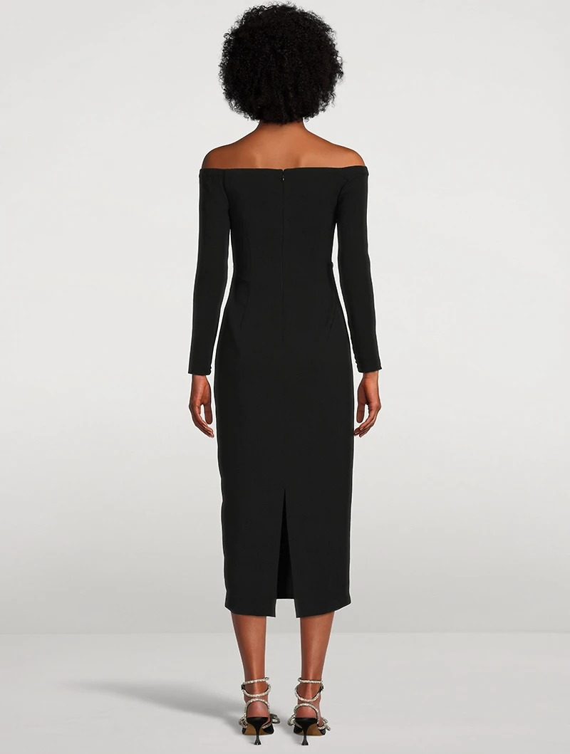 Off-Shoulder Heavy Midi Dress