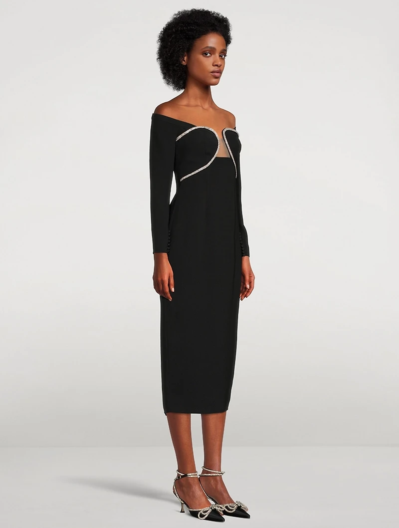 Off-Shoulder Heavy Midi Dress