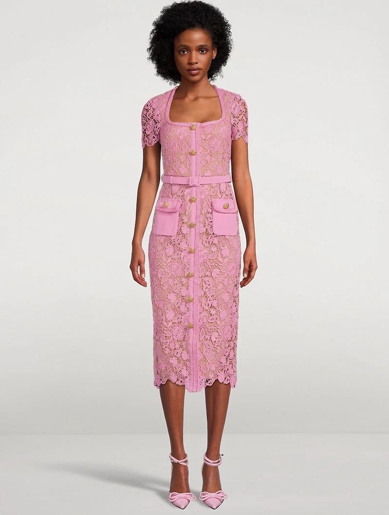 Guipure Lace Midi Dress