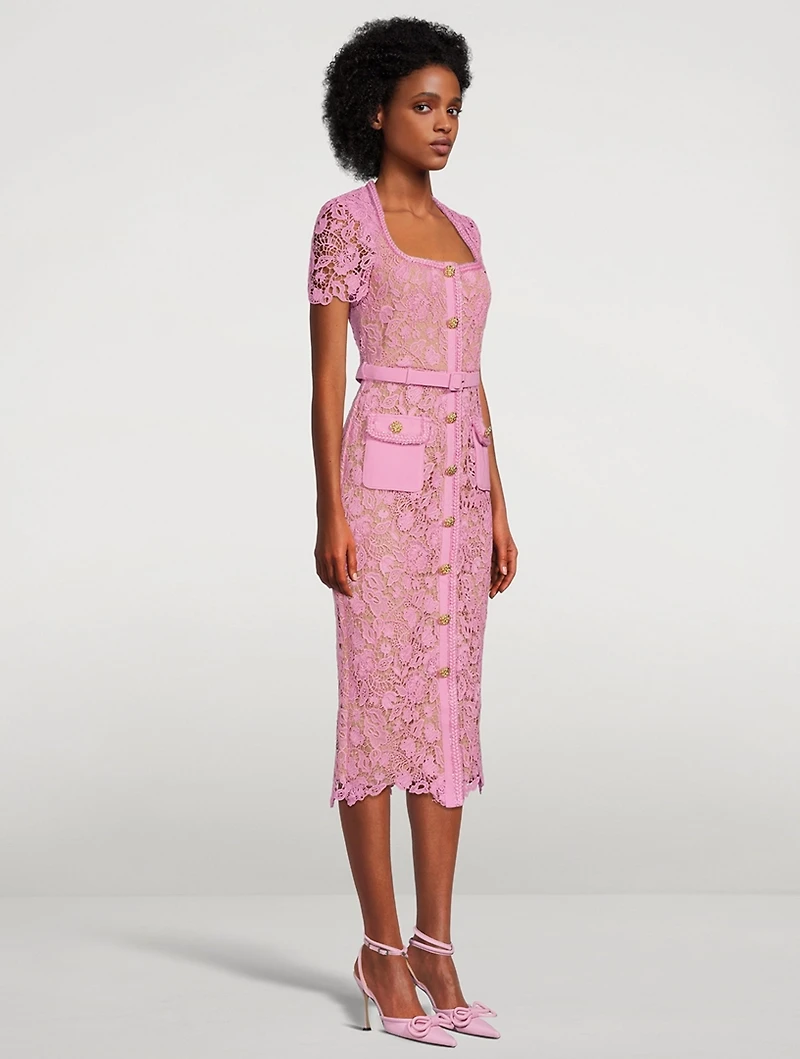 Guipure Lace Midi Dress