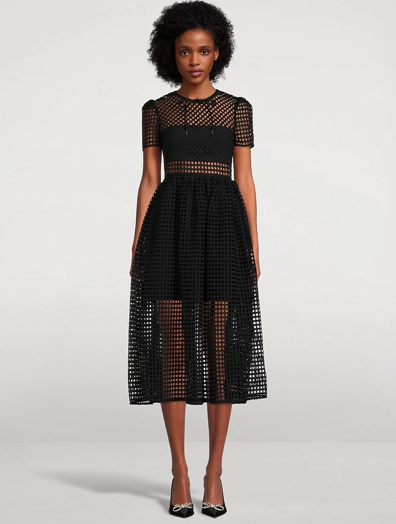 Grid Lace Midi Dress