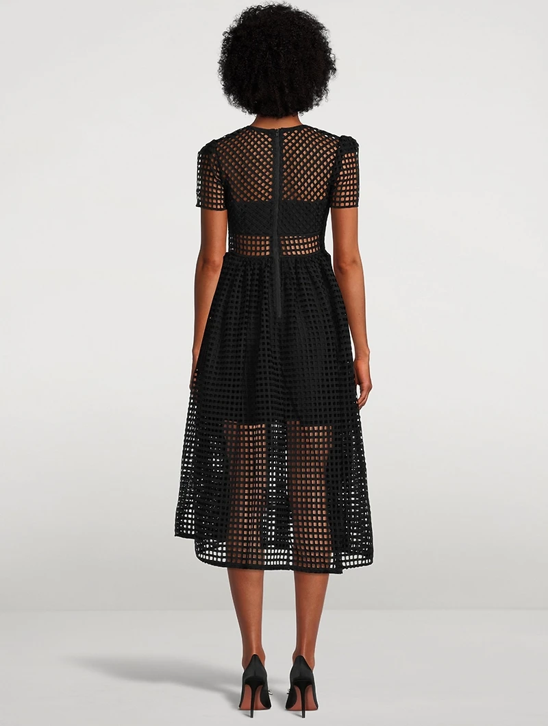 Grid Lace Midi Dress