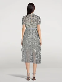 Sequinned Tiered Midi Dress